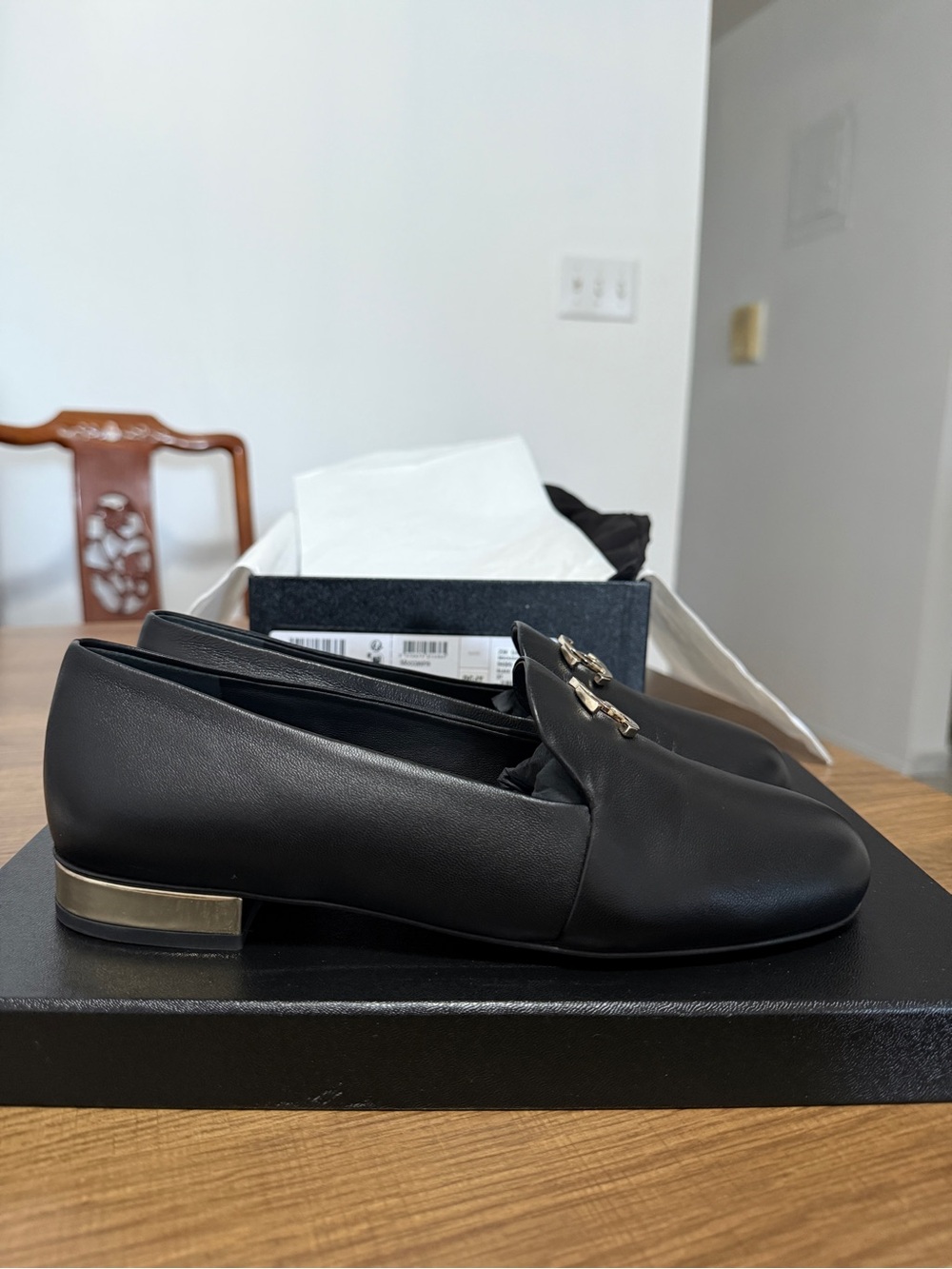 CHANEL - Coco Mark 23K Black Lambskin Moccasins/Loafers - Picture 6 of 8
